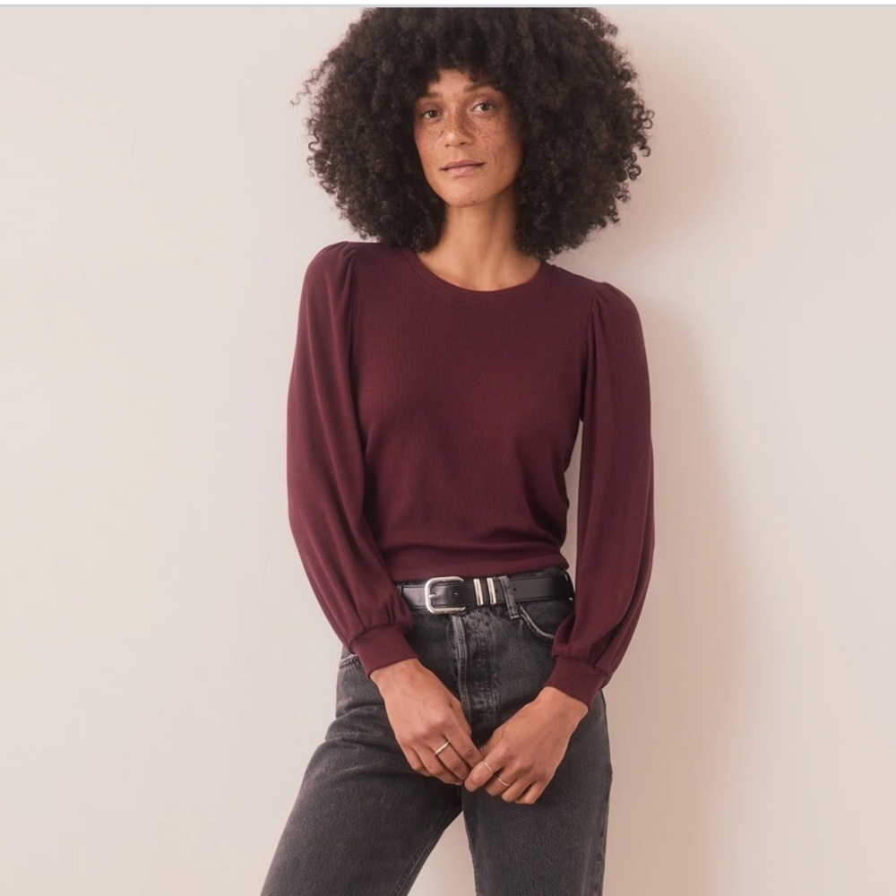 Lexi Rib Puff Sleeve Top Marine Layer